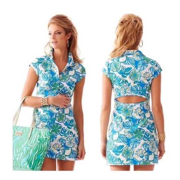 Lilly Pulitzer Dresses & Skirts - Lilly Pulitzer Rayna Cut Out Back Knit Pique Polo Dress Sweet and Sour Medium